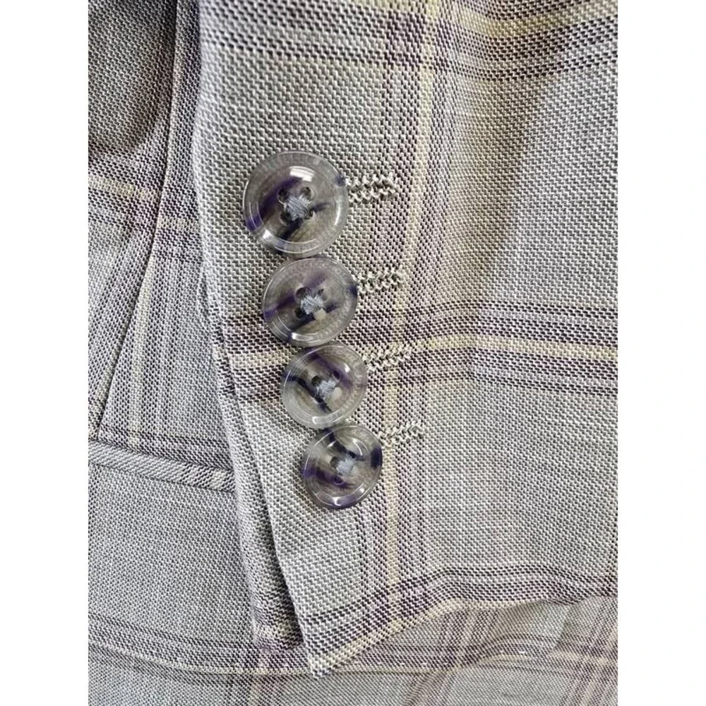Tayion Collection Regular-Fit Suit Jacket Men's 46R Tan Check Long Sleeve